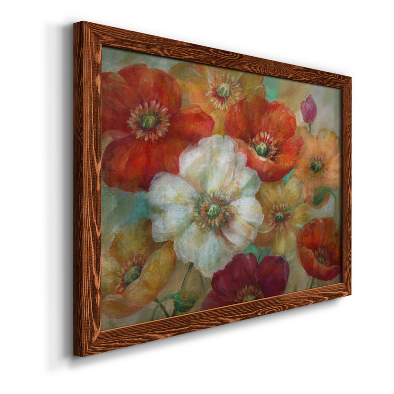 Poppycentric - Peinture sur toile encadrée, Toile encadrée érable, H 31 po x l 44 po x P 1 po