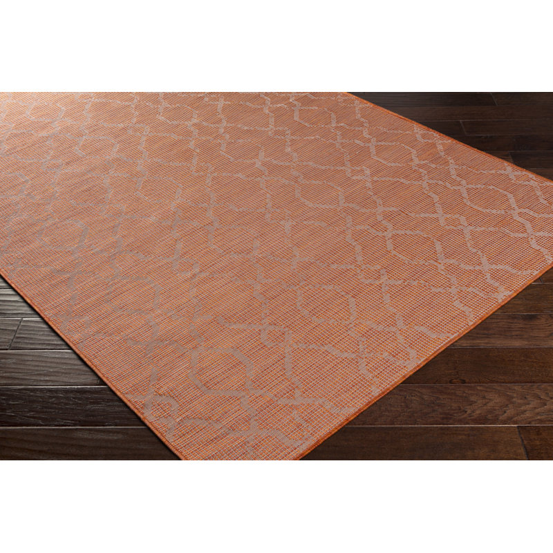 Tapis orange à motif géométrique Brimberry, Rectangle 7 pi 10 po x 10 pi