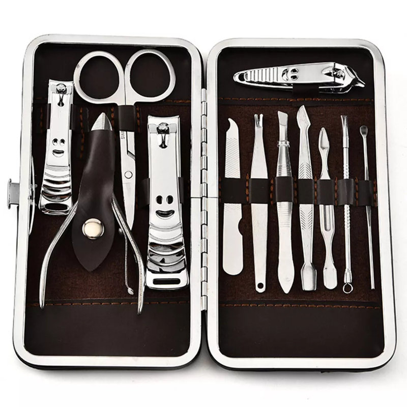 Ensemble 12 pièces de manucure, pédicure, coupe-ongles, trousse de nettoyage des cuticules