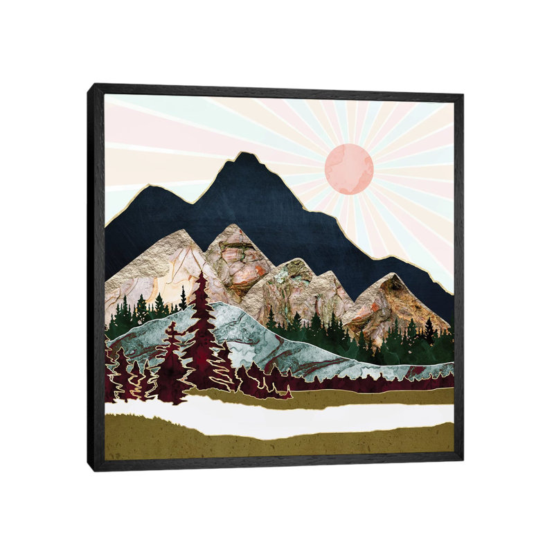 Retro Autumn Vista - Print on Canvas, 45.72 cm H x 45.72 cm W, Black Framed