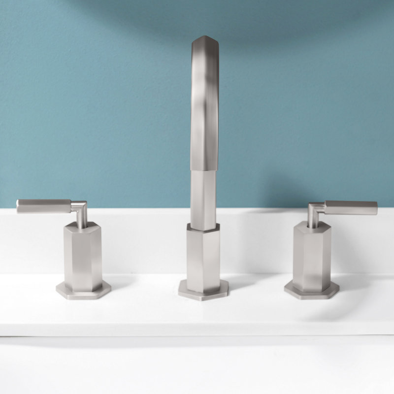 Widespread Bathroom Faucet with Drain Assembly, Brushed Nickel