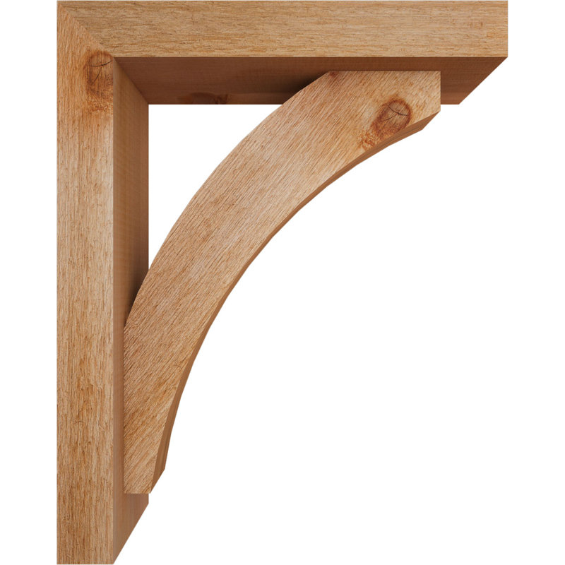 4"W x 16"D x 20"H Thorton Block Rough Sawn Bracket w/ Offset Brace, Western Red Cedar, 20 x 16