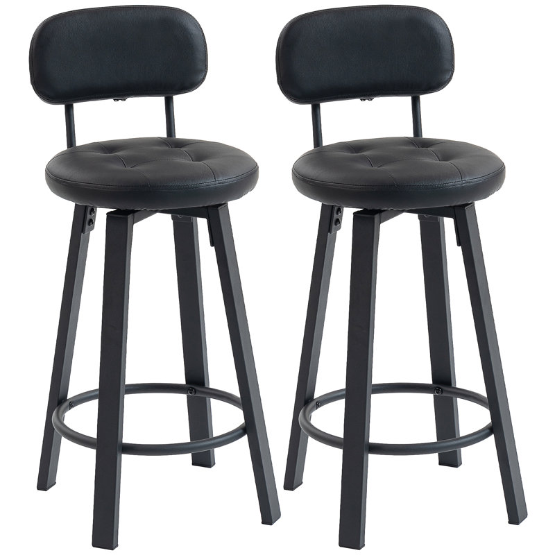 Ensemble de 2 tabourets de bar, hauteur de comptoir pivotant, noir, Noir