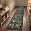 Tapis de couloir botanique 2 x 10 pour couloirs antidérapants, longs tapis de couloir de la jungle Boho lavables, tapis de couloir floral doux pour les oiseaux, le couloir, la chambre à coucher, la salle de bain (vert foncé)