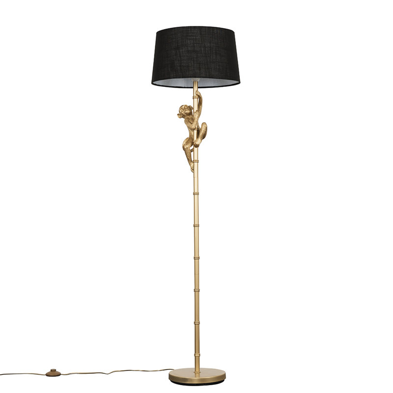 Meggan 150cm Traditional Floor Lamp, Gold, Black, Yes