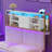 Headboard with 3-Tier Storage Shelves, Queen Size Headboard with Outlet, 2 USB Ports & LED Light, Velvet Upholstered Headboards with Two Fabric Drawers, White and Gold-68430946-68430941