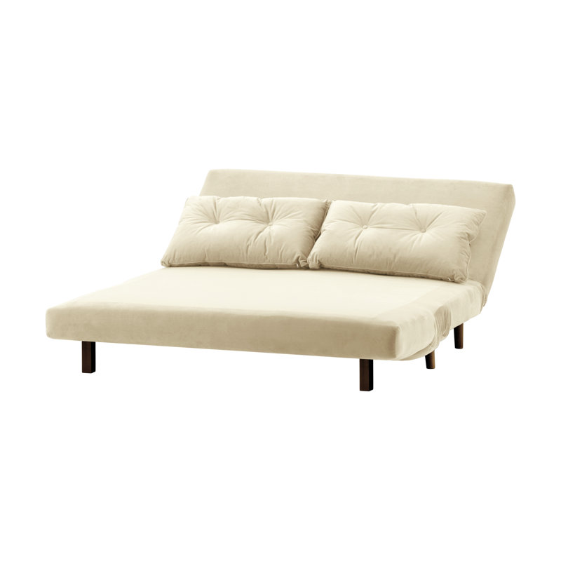 Varujhan 2 Seater Sofa Bed, Beige  , Dark Oak,  78cm H X 142cm W X 90cm D