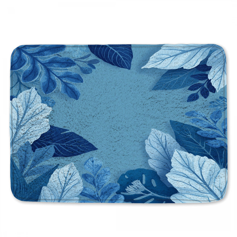 Tapis de bain Blue Foliage Illustration, 34in W x 21in L