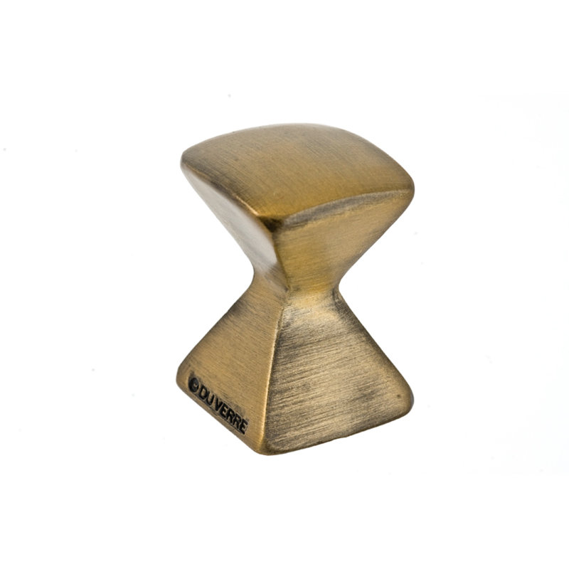 Forged 2 Square Knob, Antique Brass, 0.875" H x 0.875" W x 1.25" D