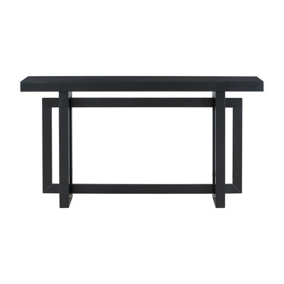 59.1'' Painted Entryway Table With Pine Veneer,Unique Triple Rectangle Design Console Table With Thick Pine Wood Legs,Extra Long Sofa Table Versatile For Hallway, Living Room,Kitchen