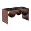 Table basse 32 po en acier et verre miroitant noir et cuivre
