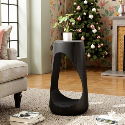 Hollow Design End Table MGO Concrete Side Table Lightweight Patio Garden Stool 26.57 Height 11.6 Top