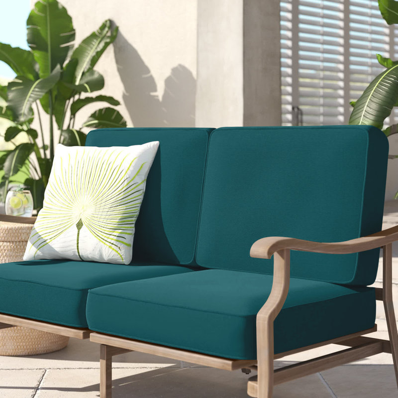 Outdoor 5'' Loveseat Seat / Back Cushion, Teal Sunbrella®