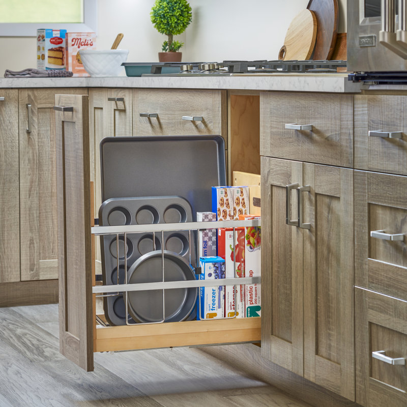 Rangement coulissant en bois pour cuisson avec fermeture en douceur, L 10,12 po