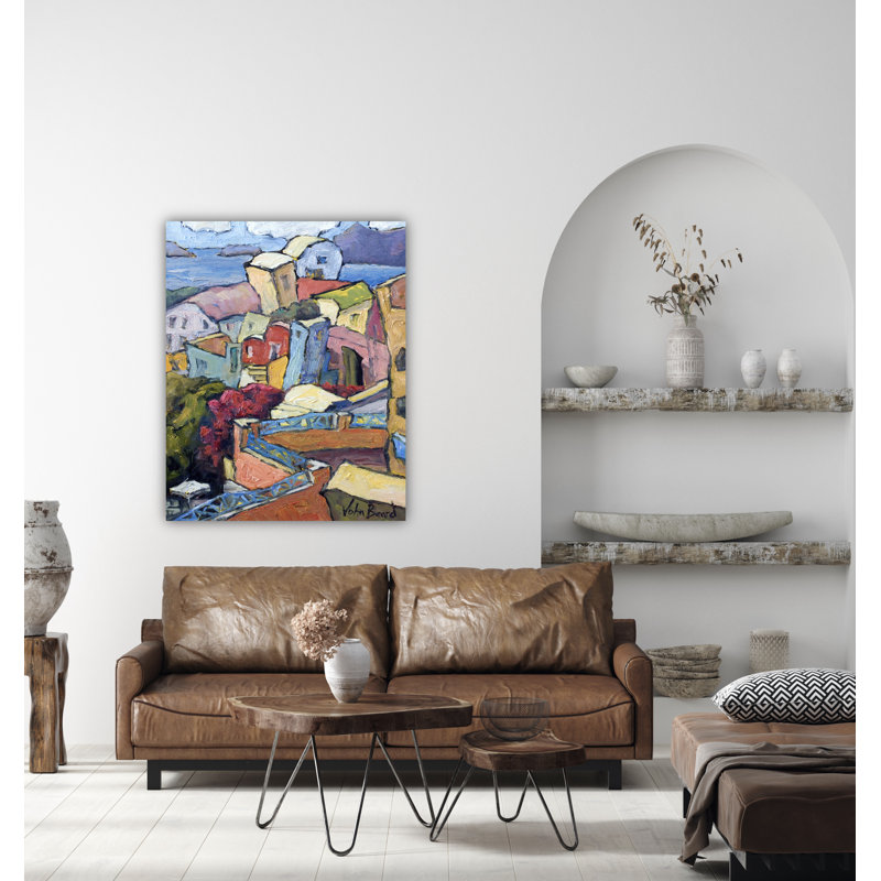 «Santorini II» par John Beard - reproduction d'artiste sur toile, H 24 po x l 22 po x P 3 po, Toile tendue