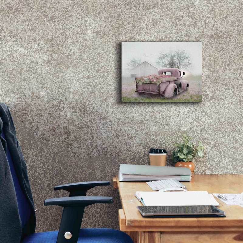 Gracie Oaks «Pink Flower Truck» par Lori Deiter, H 12 po x l 16 po x P 0,75 po
