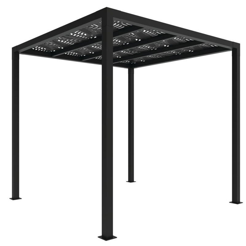 Matte Black Aluminum Freestanding Pergola with Canopy, 8 ft. x 8 ft.