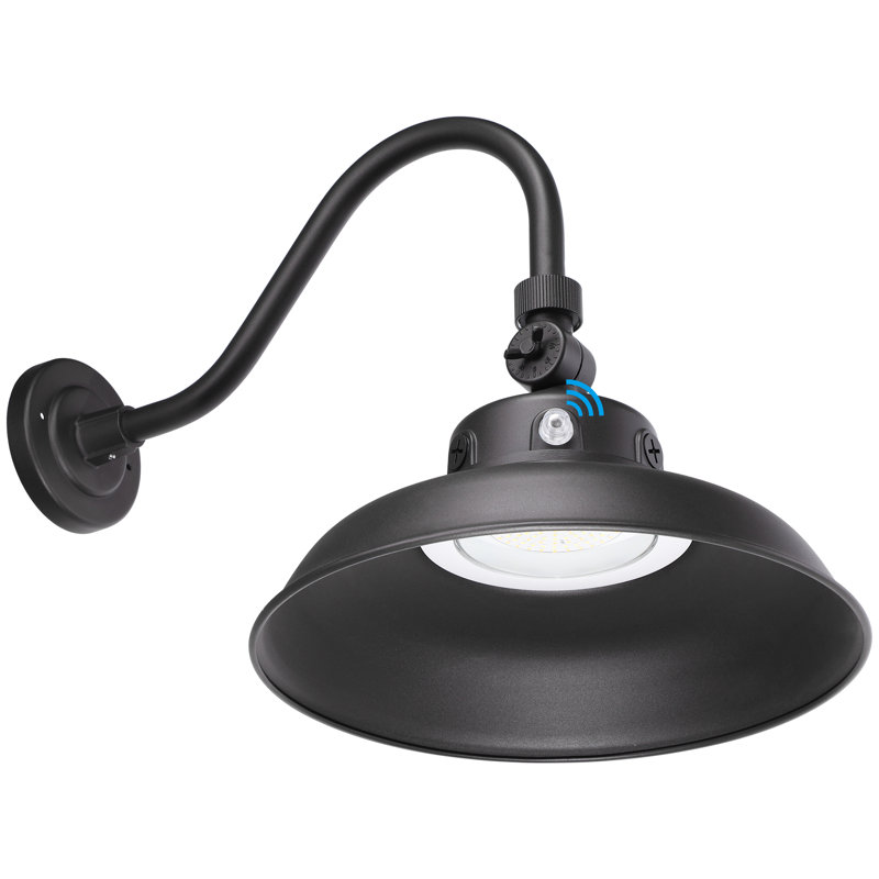 14 Inch 40w/30w/20w 3cct Dusk To Dawn Led Gooseneck Barn Light, Dimmable Sign Light, Black, Black