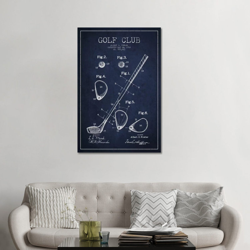 Giclée sur toile bleu marine Golf Club, H 48 po x l 32 po