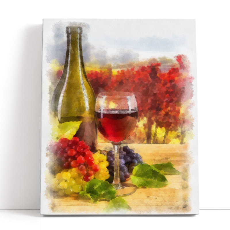 «Wine II», reproduction d'art sur toile, H 30 po x l 24 po