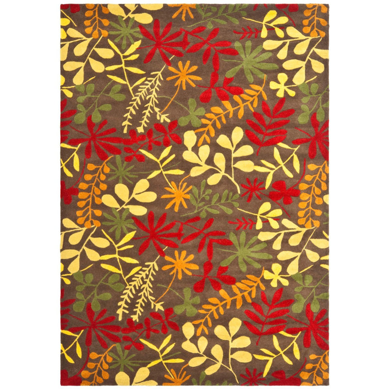 Avayah Soho Hand Tufted Wool And Viscose Floral Rug, Rectangle 5' x 8'
