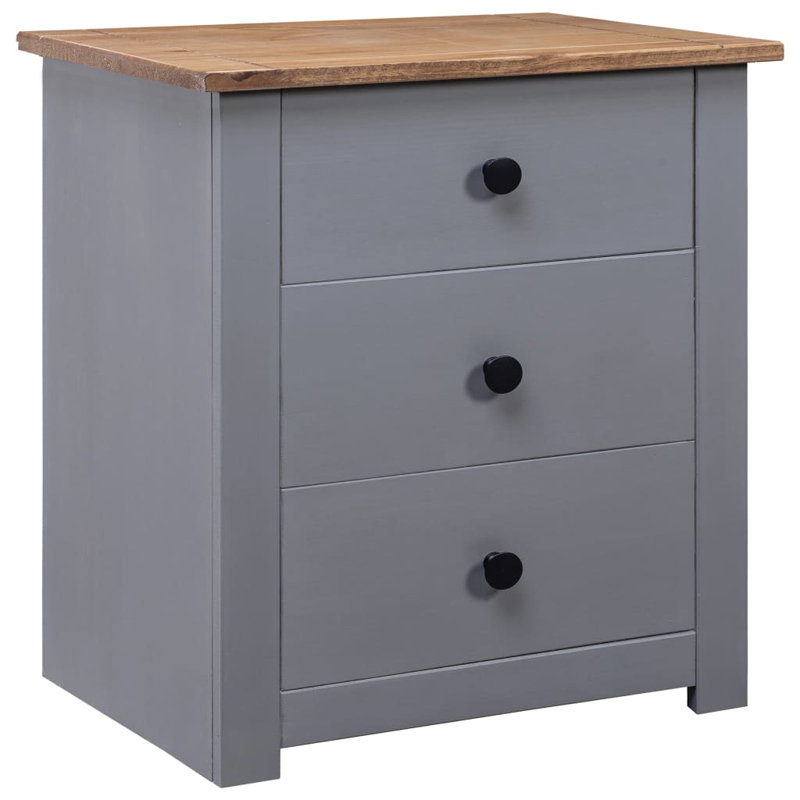Macias 46cm W Solid Wood Bedside Table, Grey/Brown