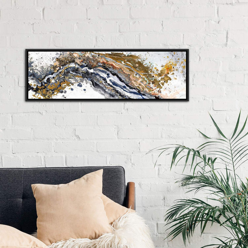 «Turbulence» par Patricia Pinto, impression sur toile tendue, H 16 po x l 48 po x 1,5 po, Toile encadrée noir délavé