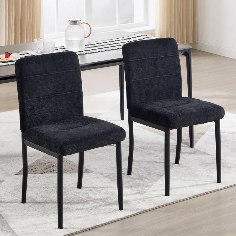 Modern Dining Chair with Metal Legs, Black