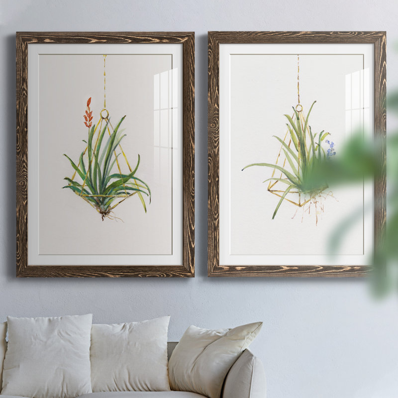 Gardenaire I - Ensemble de 2 peintures, Papier, cadre noyer, H 31,5 po x l 47 po x P 1,5 po