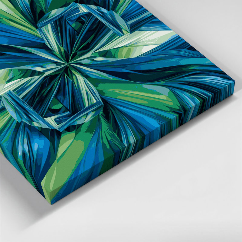 «Geometric Abstraction 67», art mural sur toile bleue, H 20 po x l 24 po