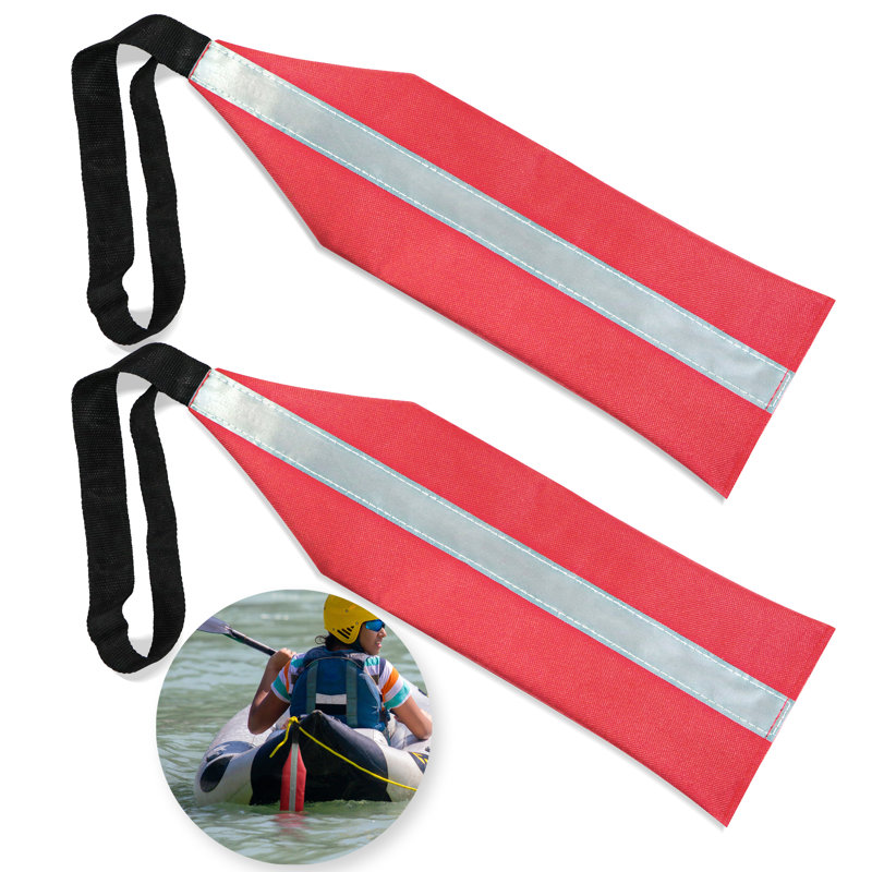 Drapeaux de sécurité rouges avec bande réfléchissante Kayak Tow