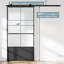 Porte de grange en métal et en verre de 84 po avec quincaillerie d'installation (incluant la fermeture en douceur)-92280921-100547247