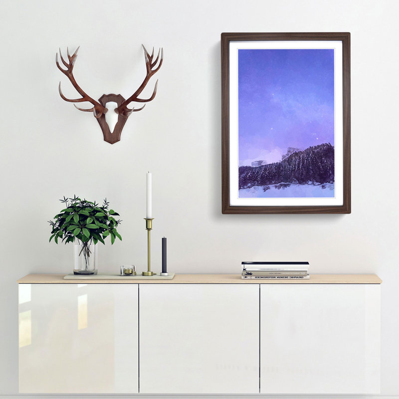 Forest Beneath the Stars in Abstract - Picture Frame Graphic Art Print, 65cm H x 48cm W x 2cm D, Walnut Framed