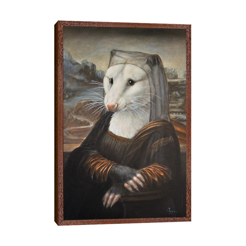 Mona Possum 1 Piece Painting on Canvas, 66.04cm H x 45.72cm W x 3.81cm D, Classic Brown Wood Framed