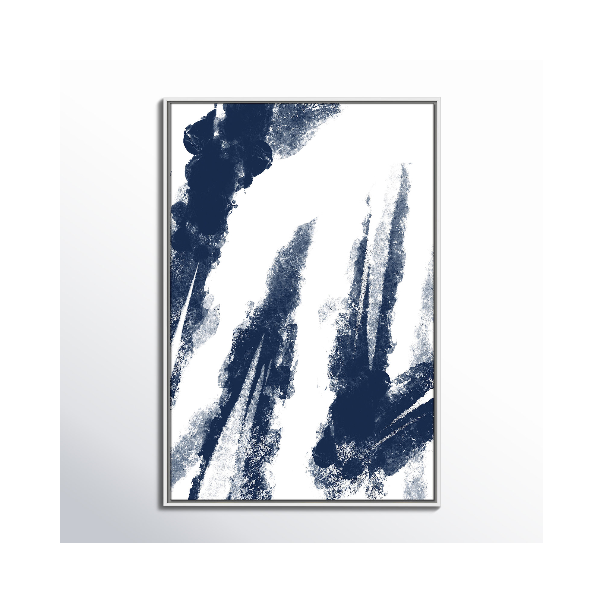 Navy Striking Seams 2 - Painting Print, 37.5" H x 25.5" W x 2" D, White Framed Canvas