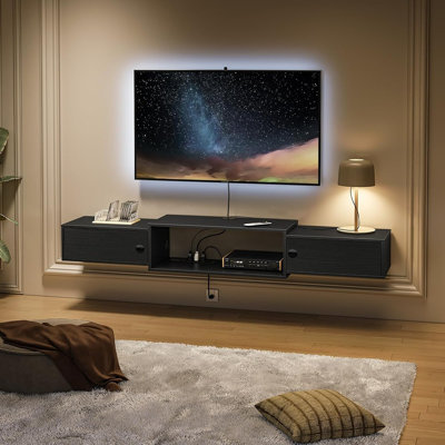 Wall Mounted 55" Tv Stand With Storage & Power Outlets (black)