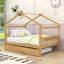 Lit en bois en forme de maison avec lit gigogne escamotable et tête de lit-2100750134-2100750090