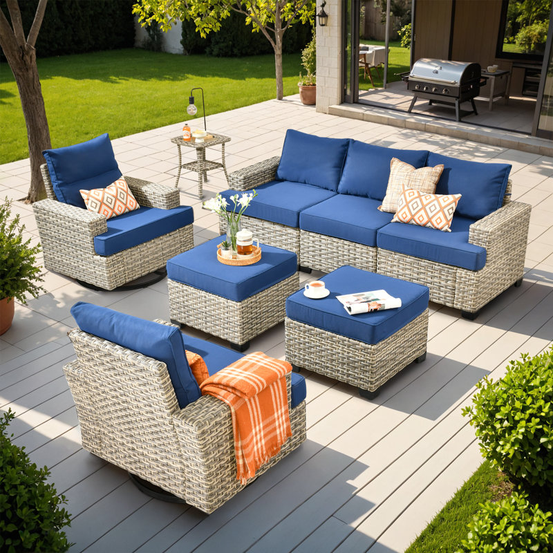 Ensemble de conversation d'extérieur pour 5 personnes avec coussins Outdoor, Marine