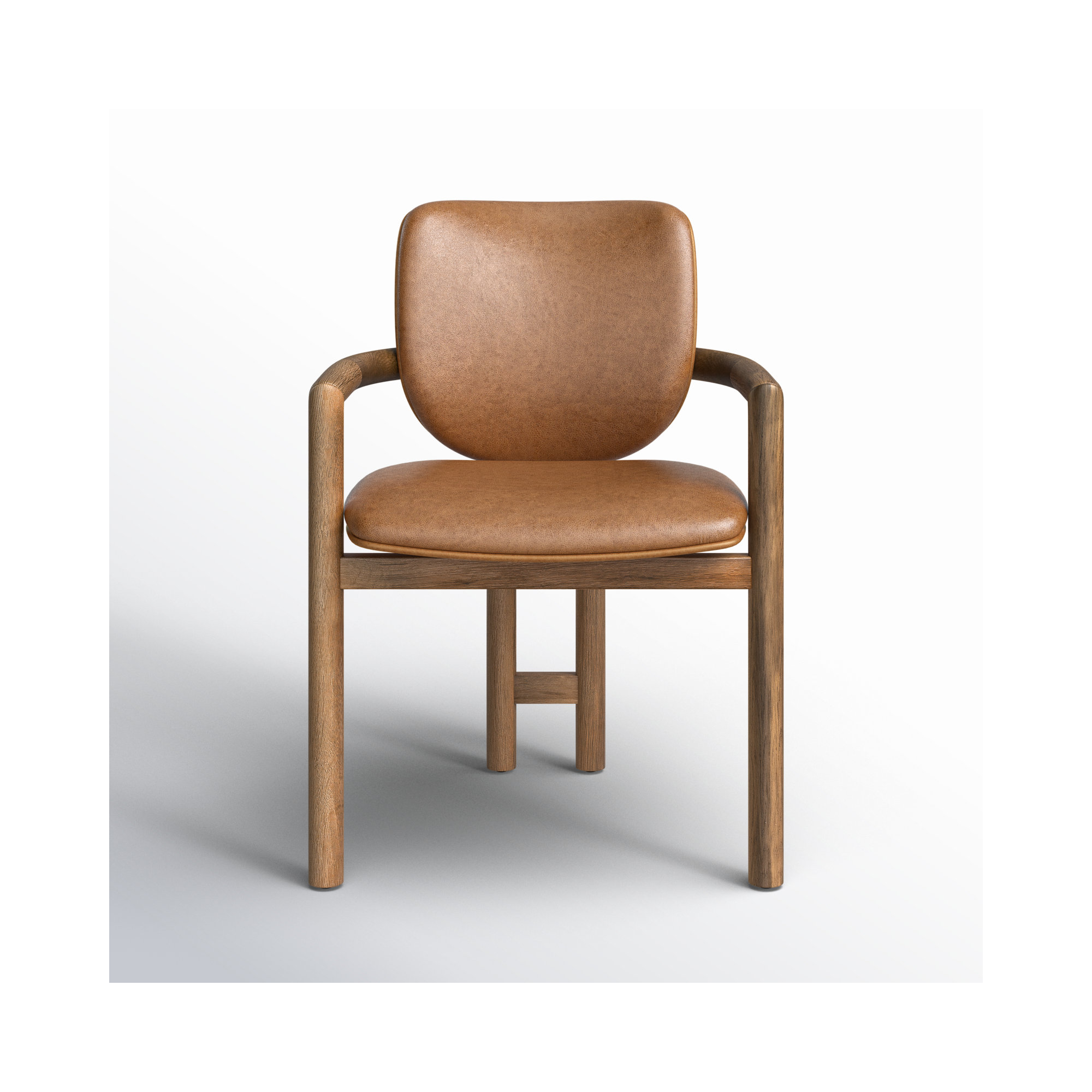 Kosta Leather Upholstered Back Arm Chair, Brown, Brown