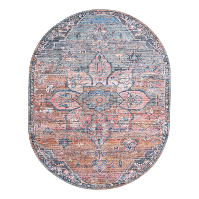 Gwin Chenille Oriental Indoor Rug, Oval 7'10" x 10'