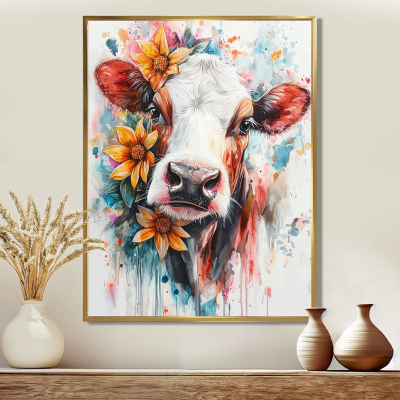 Keily - Animals Wall Art Prints, 32" H x 24" W, Floater Framed Print, Gold