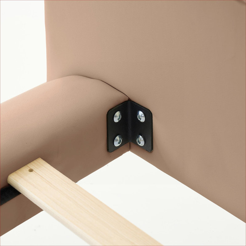 Grand lit plateforme flottant en cuir de polyuréthane beige chaud avec tête de lit capitonnée