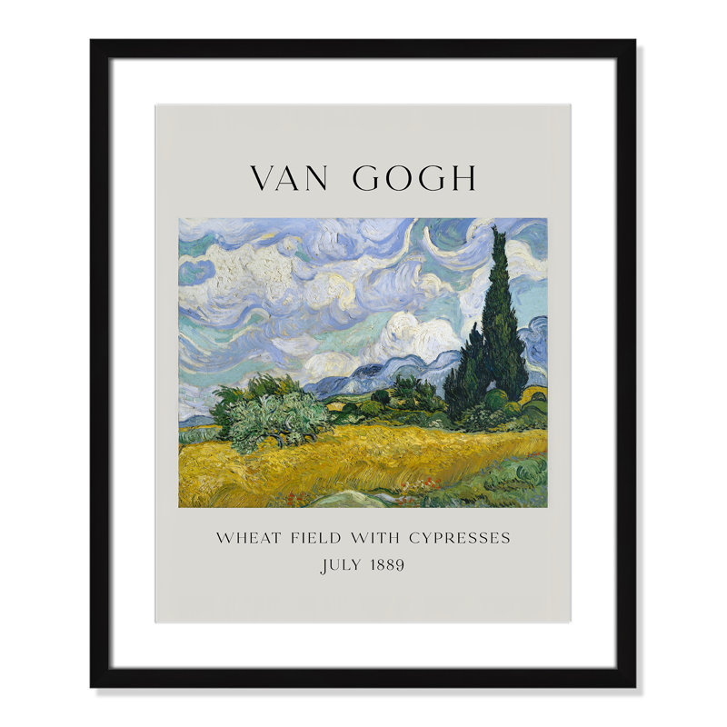 Collection «Old Fields with Cypresses» par Vincent Van Gogh, Cadre photo noir simple, Oui, H 25,5 po x l 21,5 po x P 1,25 po