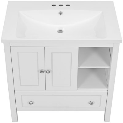 Moaaz 30'' Free Standing Single Bathroom Vanity with Ceramic Top -  Winston Porter, 4BC21168CB3C4495909F9784A6E8577B