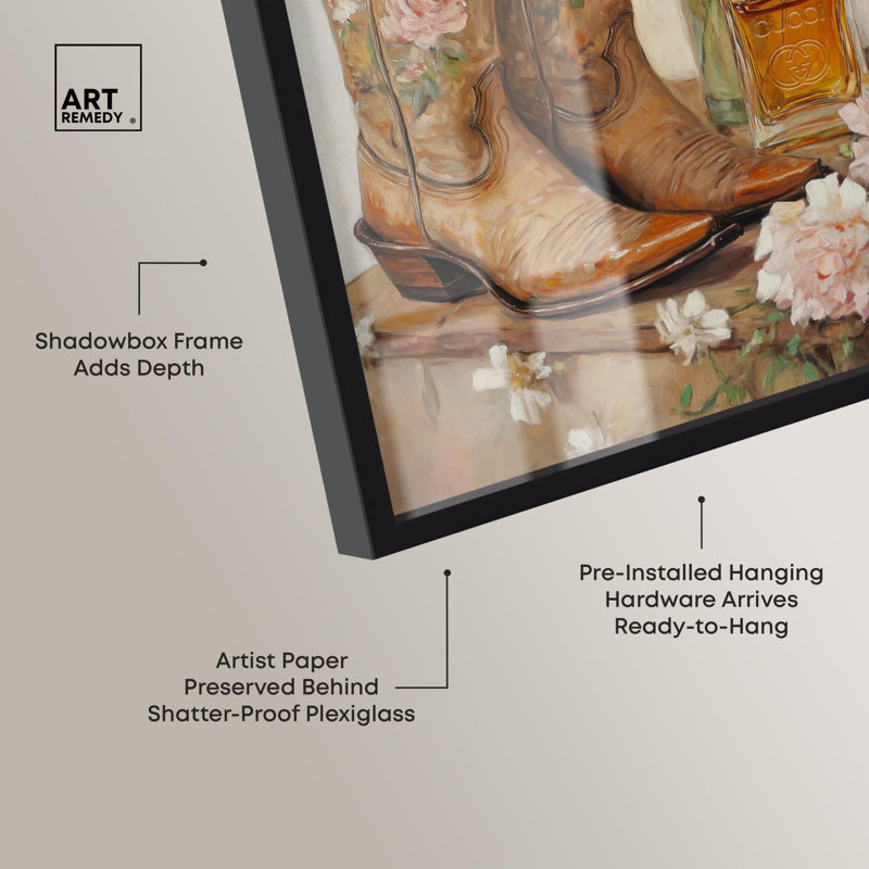 «Delicate Floral bottes II Shadowbox Print» par Art Remedy, Noir, H 16 po x l 11 po