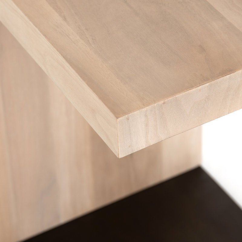 Hudson Solid Wood End Table, Ashen Walnut Gunmetal