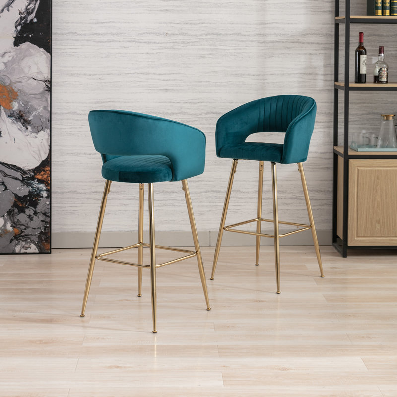 Tabourets de bar 28,75 po Alaki, Bleu sarcelle