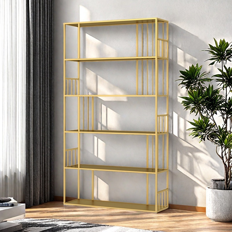 Une bibliothèque populaire et esthétiquement agréable, Doré, H 70,8 po x l 39,3 po x P 11,8 po