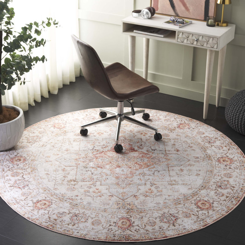 Shealin Machine Washable Performance Oriental Rug, Round 6'