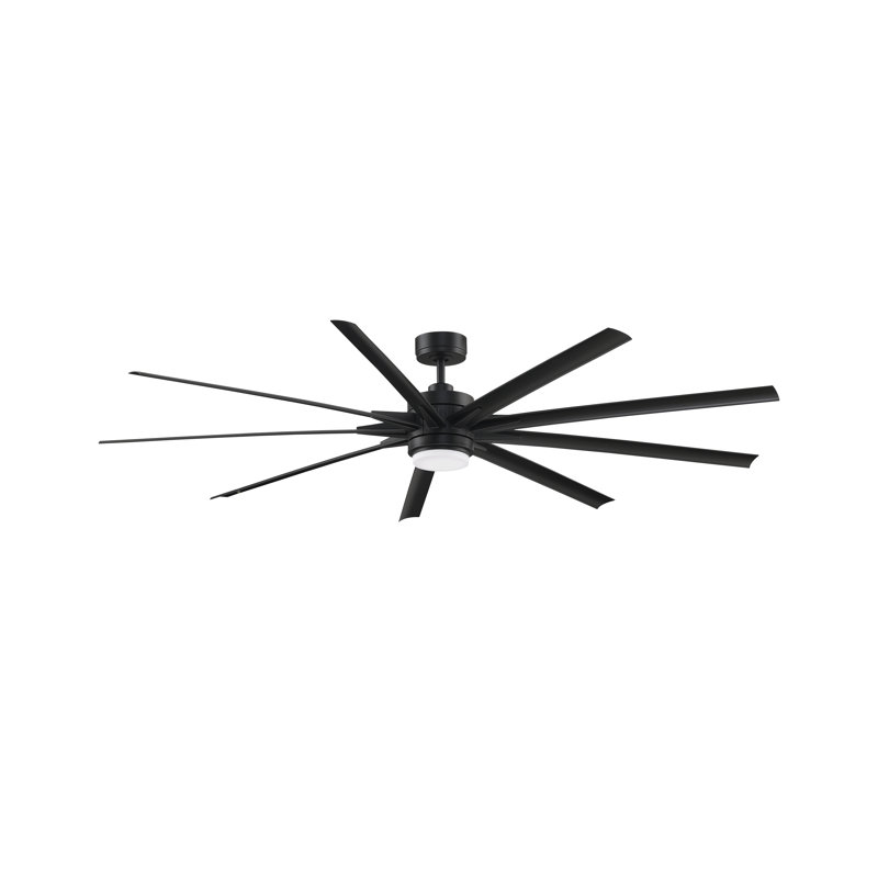 Odyn 84 inch Indoor/Outdoor Smart Ceiling Fan with LED CCT Select Light Kit - Black with Black blades, Black